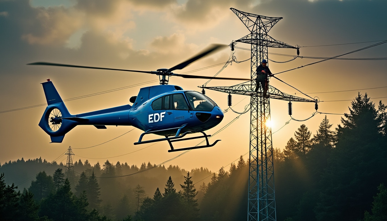 Illustration: Pourquoi les hélicoptères sont indispensables à la gestion du réseau électrique d’EDF